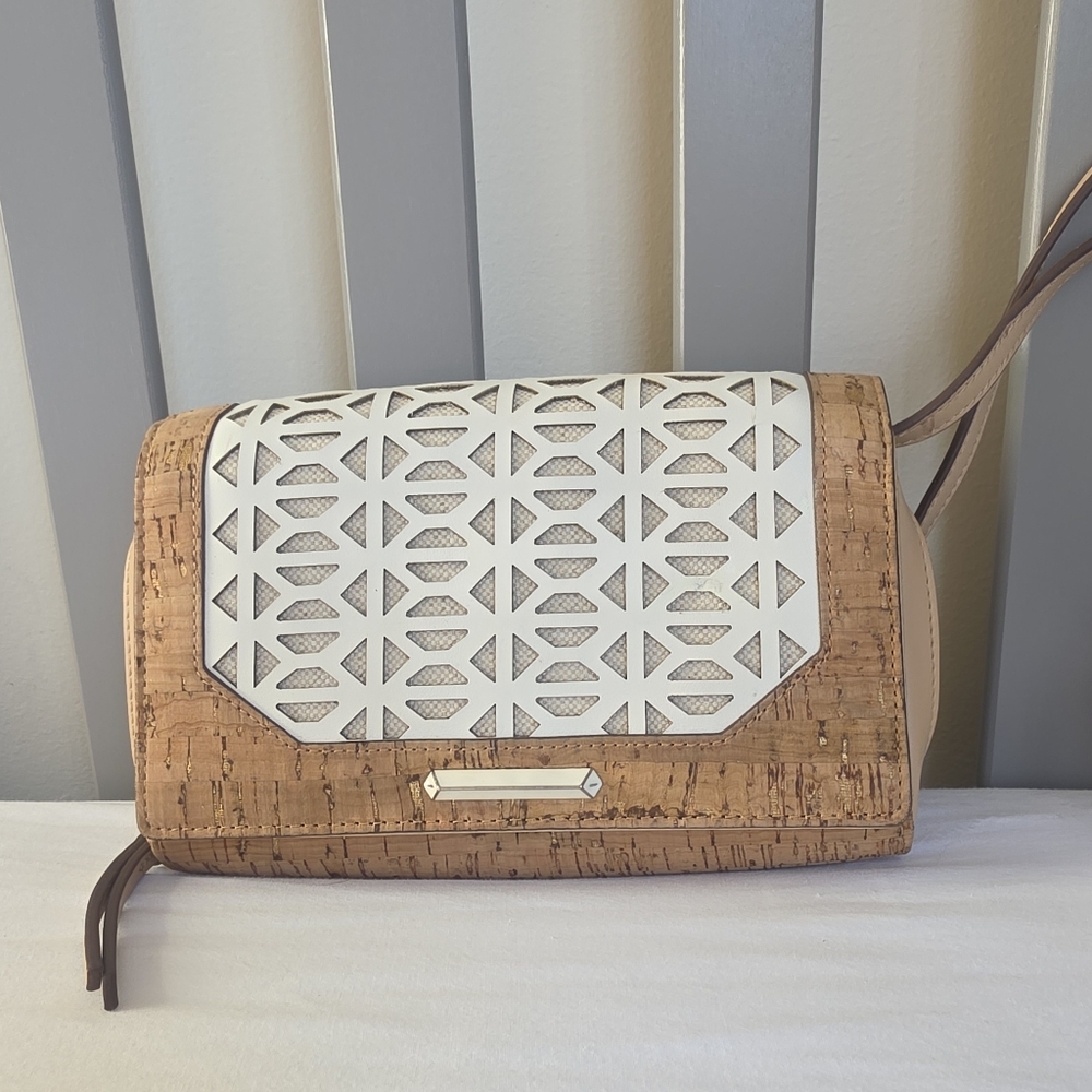 Stella & Dot Tan and White Crossbody Bag